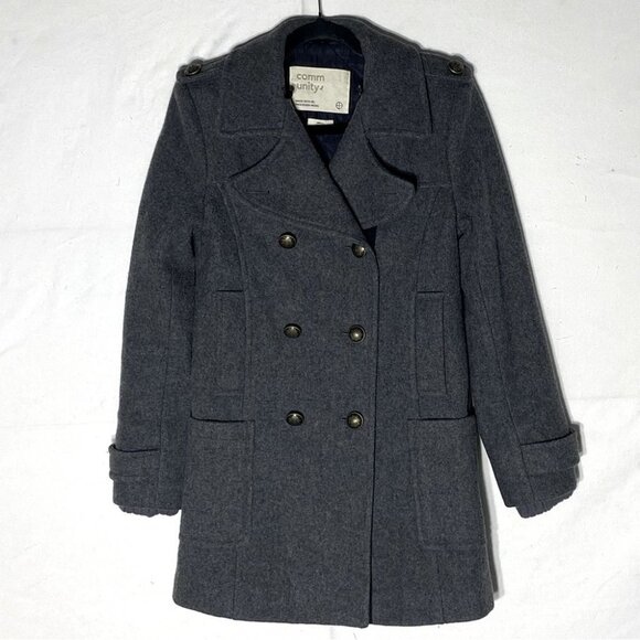 Aritzia Community Grey Re Processed Wool Pea Coat S - Picture 14 of 14